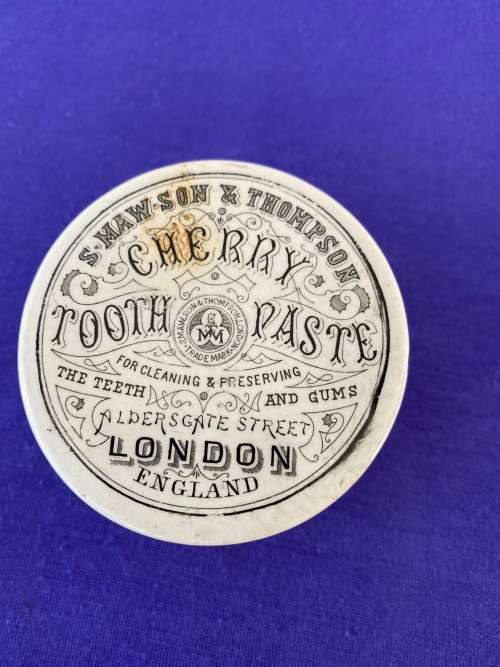 S MAW SON and SONS CHERRY TOOTHPASTE LONDON POT LID AND BASE CIRCA 1890
