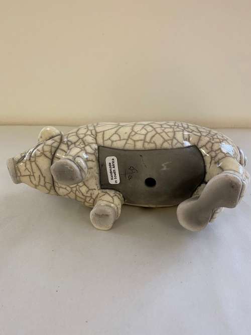 RAKU SOUTH AFRICAN SIGNED GLAZED POTTERY PIG FIGURE