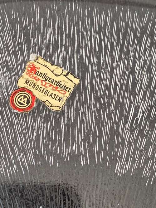 MID-CENTURY GERMAN STAMPED MUNGEBLASEN HANDGERBEITET GLASS CAKE PLATE STAND CENTREPIECE