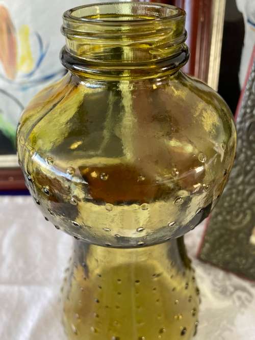 MID-CENTURY AMBER BUBBLE EMBOSSED GLASS VASE