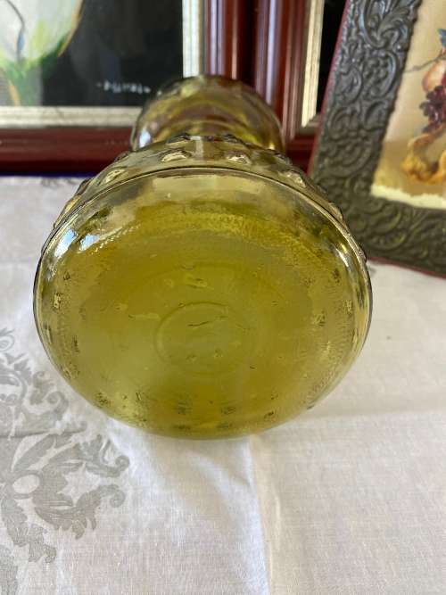 MID-CENTURY AMBER BUBBLE EMBOSSED GLASS VASE