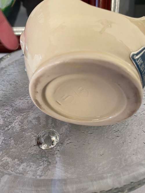 LUCIA WARE 1513 WITH LABEL CREAM BASKET VASE