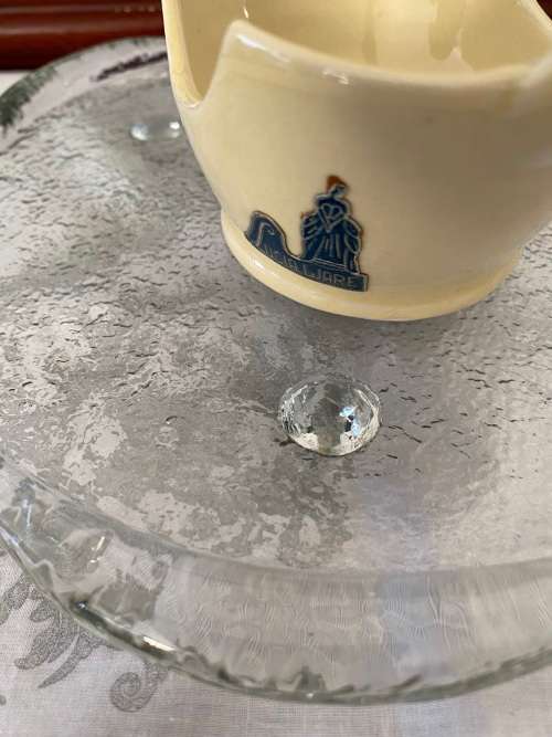 LUCIA WARE 1513 WITH LABEL CREAM BASKET VASE