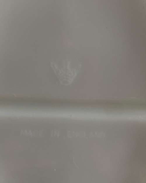 VINTAGE CROWN ENGLAND OVAL EMBOSSED TWO DIVISION VEGETABLE SERVING DISH WITH GREEN LEAF DESIGN