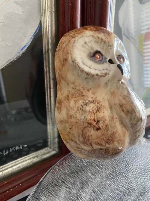 VINTAGE BABBACOMBE DEVON UK POTTERIES TONI RAYMOND WALL MOUNTED WISE OWL STRING HOLDER - CIRCA 1970
