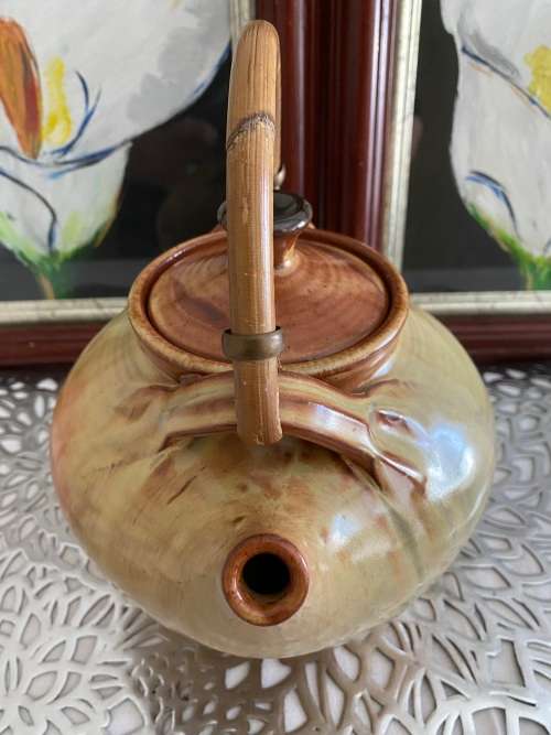 LIEBERMANN SA POTTERY SIGNED GLAZED TEAPOT 5 x CUPS and 6 x SAUCERS SET