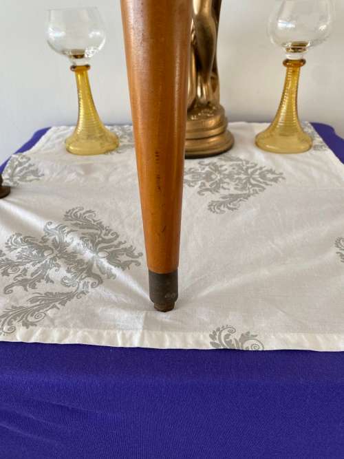 MID-CENTURY TRIPOD SIDE TABLE WITH GENUINE MARBLE TOP