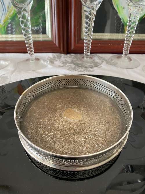 SILVER PLATED ENGLAND STAMPED WINE BOTTLE COASTER