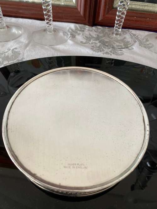 SILVER PLATED ENGLAND STAMPED WINE BOTTLE COASTER