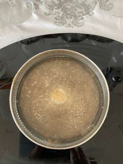 SILVER PLATED ENGLAND STAMPED WINE BOTTLE COASTER