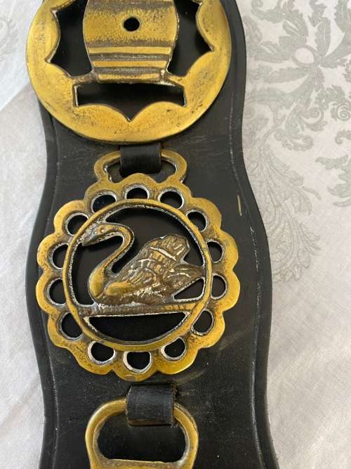 BRASS AND LEATHER BRIDAL STRAP