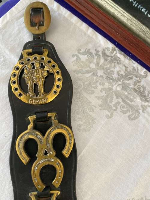 BRASS AND LEATHER BRIDAL STRAP