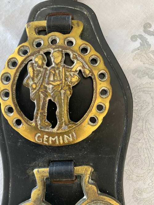 BRASS AND LEATHER BRIDAL STRAP