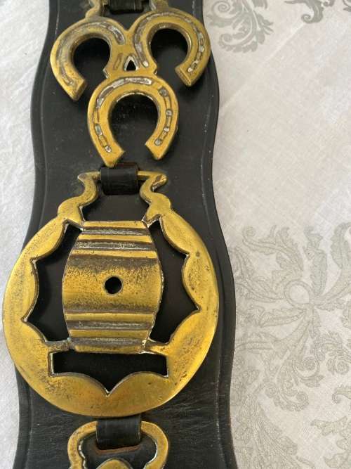 BRASS AND LEATHER BRIDAL STRAP