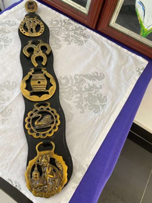 BRASS AND LEATHER BRIDAL STRAP