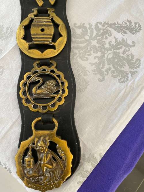 BRASS AND LEATHER BRIDAL STRAP