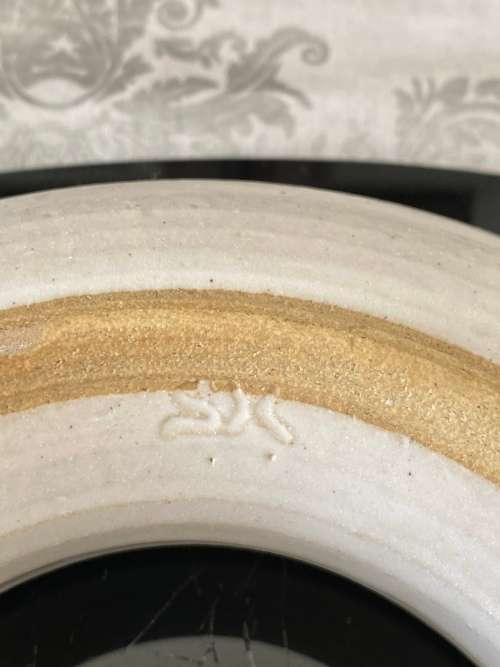 SOUTH AFRICAN SIGNED POTTER? GLAZED CIRCULAR  POSY POTTERY VASE