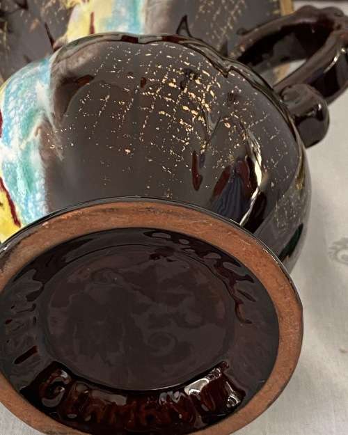 MID-CENTURY W.GERMANY STAMPED DOUBLE HANDLE GLAZED CERAMIC VASE