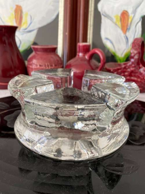 MID-CENTURY GERMAN CLEAR GLASS VOTIVE CANDLE HOLDER/WARMER
