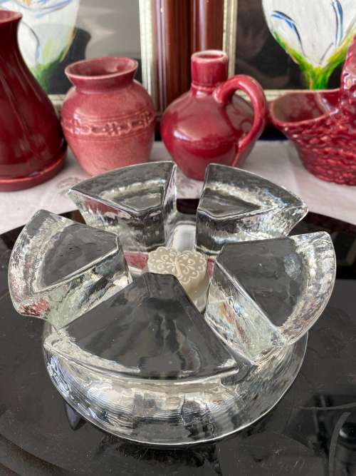 MID-CENTURY GERMAN CLEAR GLASS VOTIVE CANDLE HOLDER/WARMER