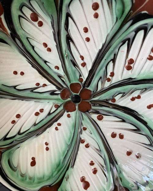 MID-CENTURY SIGNED STAMPED MADE IN DENMARK HANDPAINTED GLAZED CERAMIC BOWL