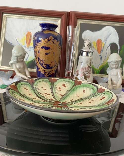 MID-CENTURY SIGNED STAMPED MADE IN DENMARK HANDPAINTED GLAZED CERAMIC BOWL