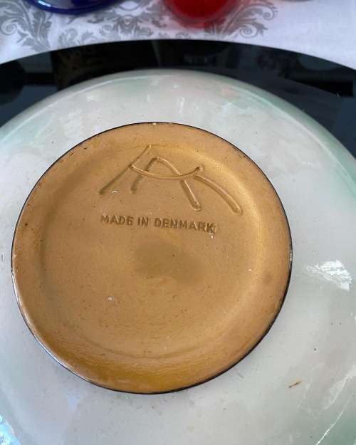 MID-CENTURY SIGNED STAMPED MADE IN DENMARK HANDPAINTED GLAZED CERAMIC BOWL