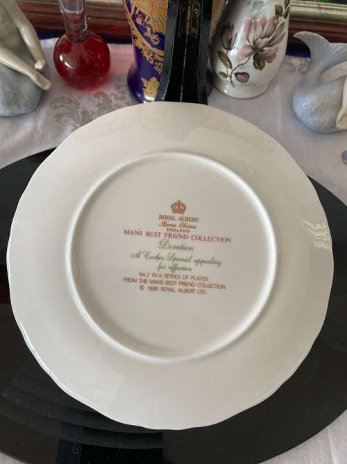 ROYAL ALBERT ENGLAND `DEVOTION` PLATE MAN`S BEST FRIEND COCKER SPANIEL NO.2 OF 1989 COLLECTION