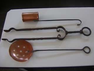 COPPER/METAL DIP/POURER DRAINER & FIRE TONGS