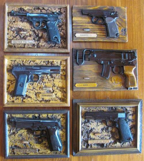 Beretta 92 Pistol - mounted polycraft replica - Bush War Era