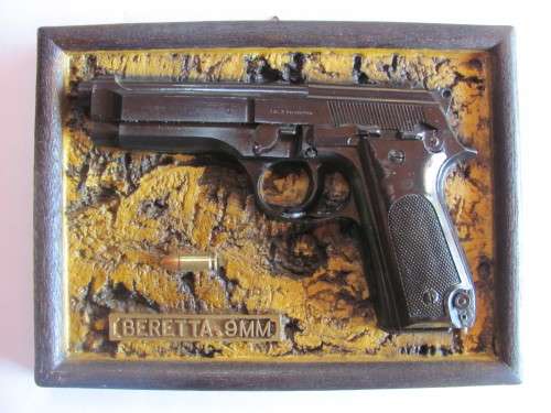Beretta 92 Pistol - mounted polycraft replica - Bush War Era