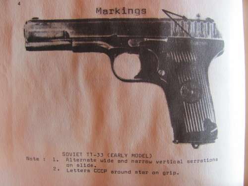 Tokarev TT-33 Pistol - mounted polycraft replica - Bush War Era