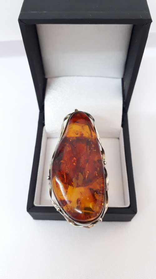 Sterling silver Amber ring
