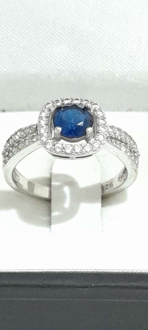 Sterling silver ring with blue stone
