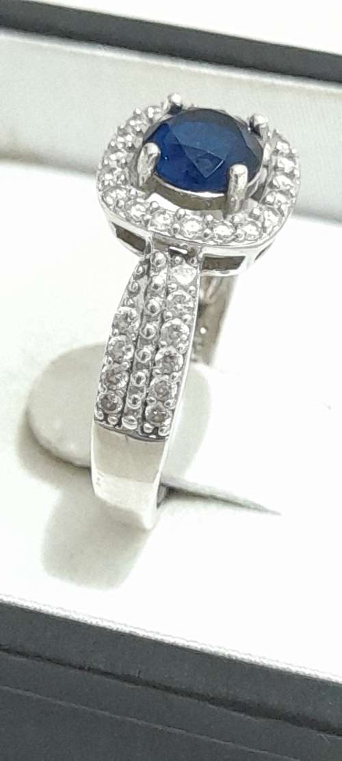 Sterling silver ring with blue stone