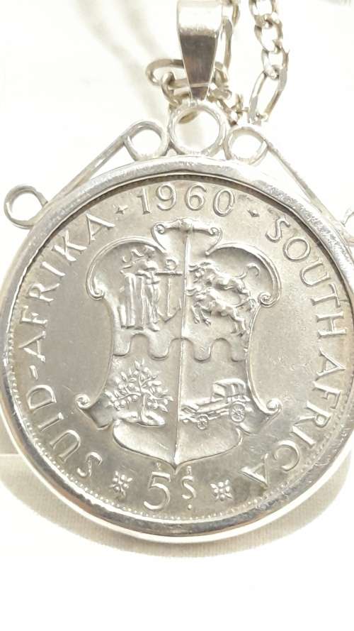 1960 South African coin pendant on chain