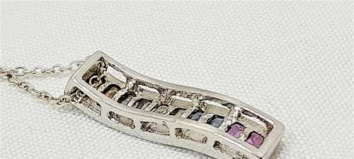 Sterling silver multicolored stone pendant on chain