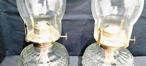 Vintage crystal kerosene lamps