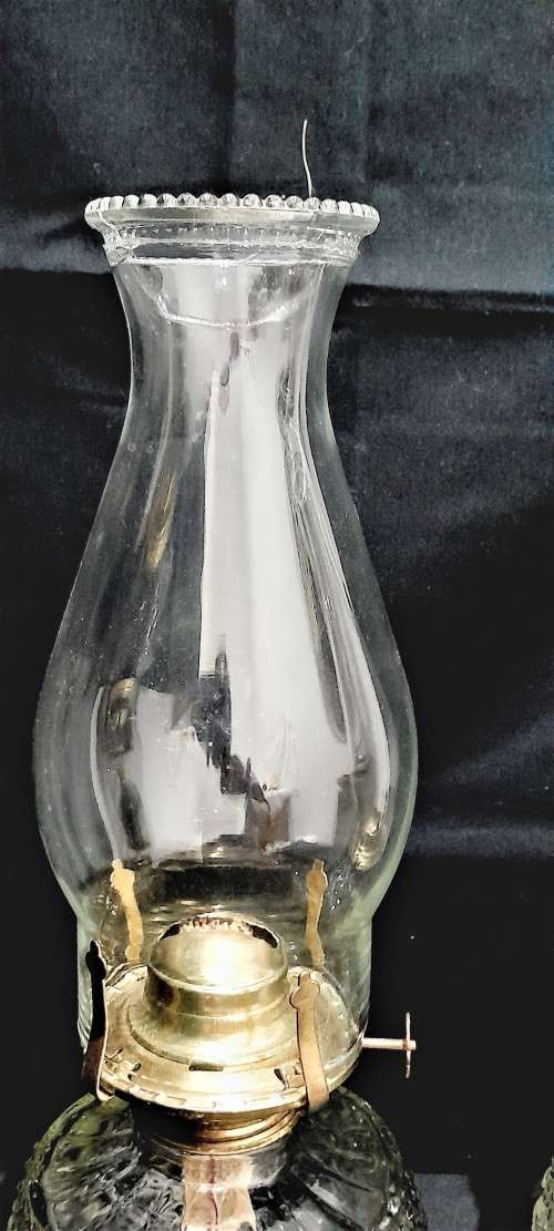 Vintage crystal kerosene lamps