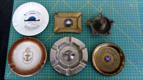 Old Maritime / Navy / SA Shipping ashtrays x 6
