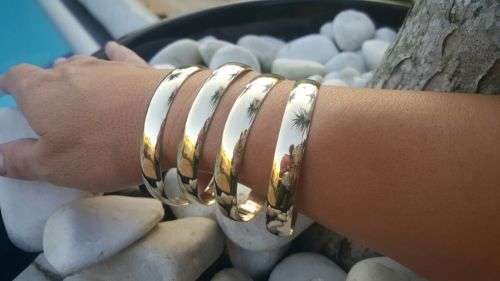 REDUCED STARTING BID - Sold 9ct Yellow Gold Bangles - Hand Made, 10mm wide.