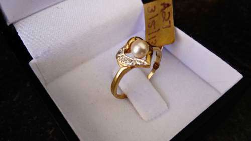 9ct Yellow Gold, Pearl and Diamond Rng.