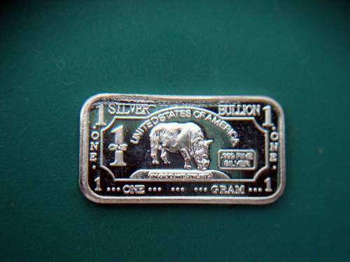 Lot of One Gram .999 Fine Silver Rhino Bars - 8 bars in total