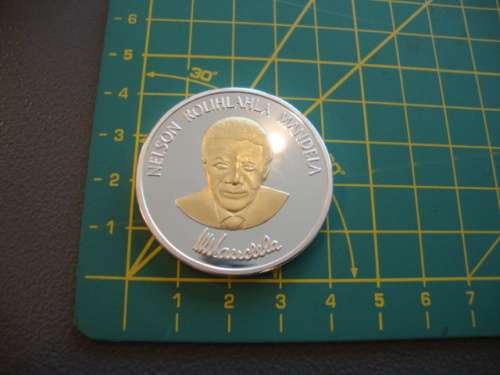 Gold & Silver Plated Mandela "A Long Walk to Freedom" commemorative token.