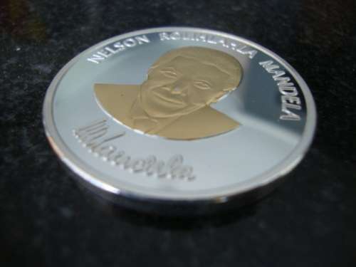 Gold & Silver Plated Mandela "A Long Walk to Freedom" commemorative token.