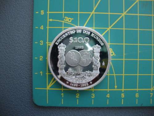 Mexico 100 Pesos 1992 Silver Proof Ibero American Series Silver Coin.