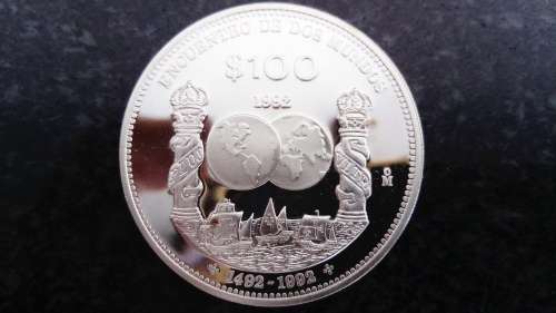 Mexico 100 Pesos 1992 Silver Proof Ibero American Series Silver Coin.