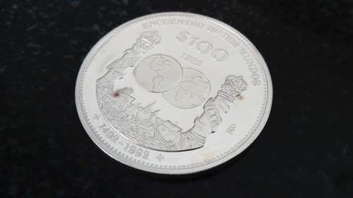 Mexico 100 Pesos 1992 Silver Proof Ibero American Series Silver Coin.