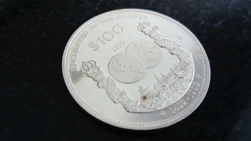 Mexico 100 Pesos 1992 Silver Proof Ibero American Series Silver Coin.