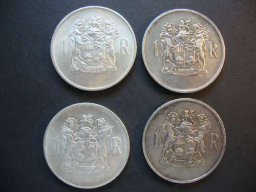 Lot of FOUR Silver One Rand Coins (4 x 1969 English) - One bid takes all.